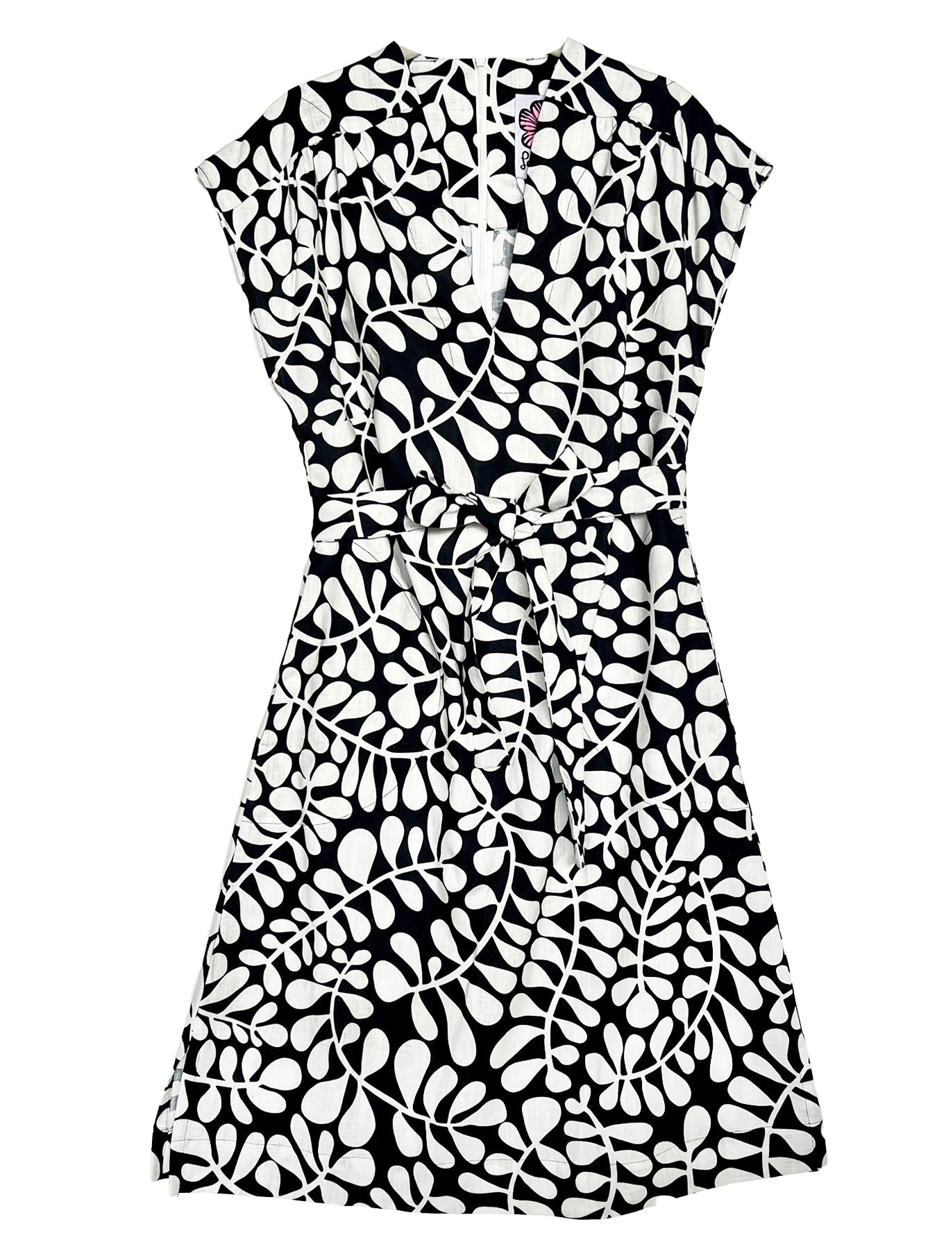 ELAINE dress Black and White Fern - Lesley Evers-blue dress-cotton dress-cotton slub dress