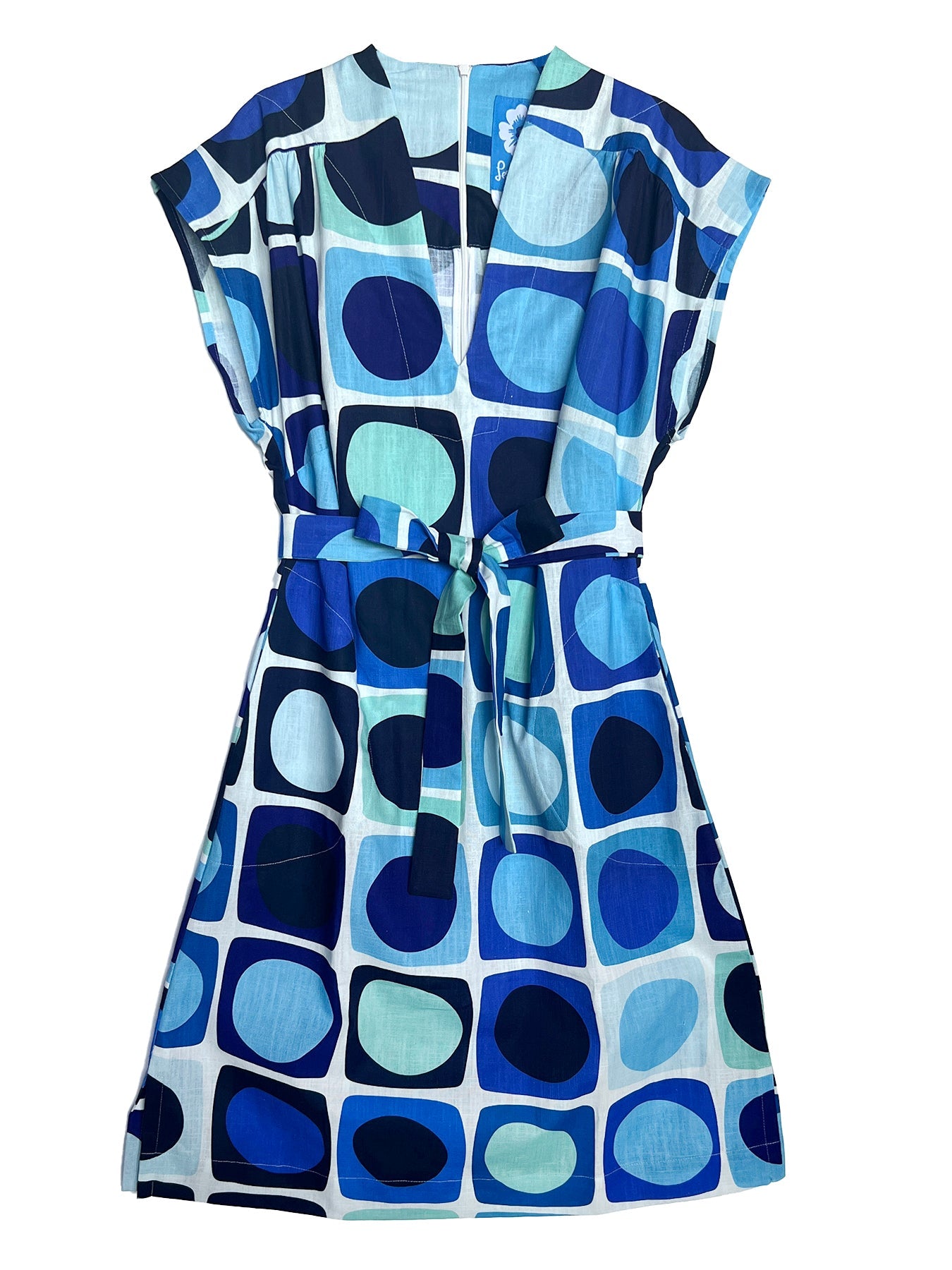 ELAINE dress Sea Glass Blue - Lesley Evers-blue dress-cotton dress-cotton slub dress