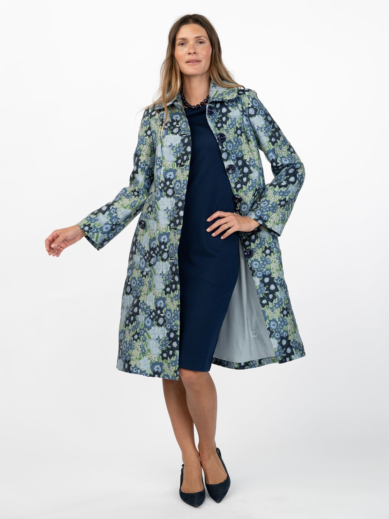 ELEANOR coat Daffodils Blue – Lesley Evers