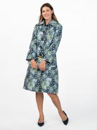 ELEANOR coat Daffodils Blue - Lesley Evers-coat-lined coat-Shop