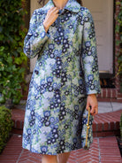 ELEANOR coat Daffodils Blue - Lesley Evers-coat-gown-lined coat