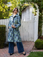 ELEANOR coat Daffodils Blue - Lesley Evers-coat-lined coat-Shop