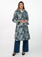ELEANOR coat Daffodils Blue - Lesley Evers-coat-lined coat-Shop