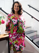 ELLIE dress Garden Oasis Pink and Green - Lesley Evers - Dress - Floral Dress - garden oasis