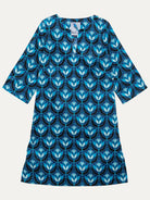 ELLIE dress Geo Tulips Blue - Lesley Evers-Dress-ellie-knee length