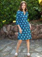 ELLIE dress Geo Tulips Blue - Lesley Evers - Dress - jubilee - jubilee multi