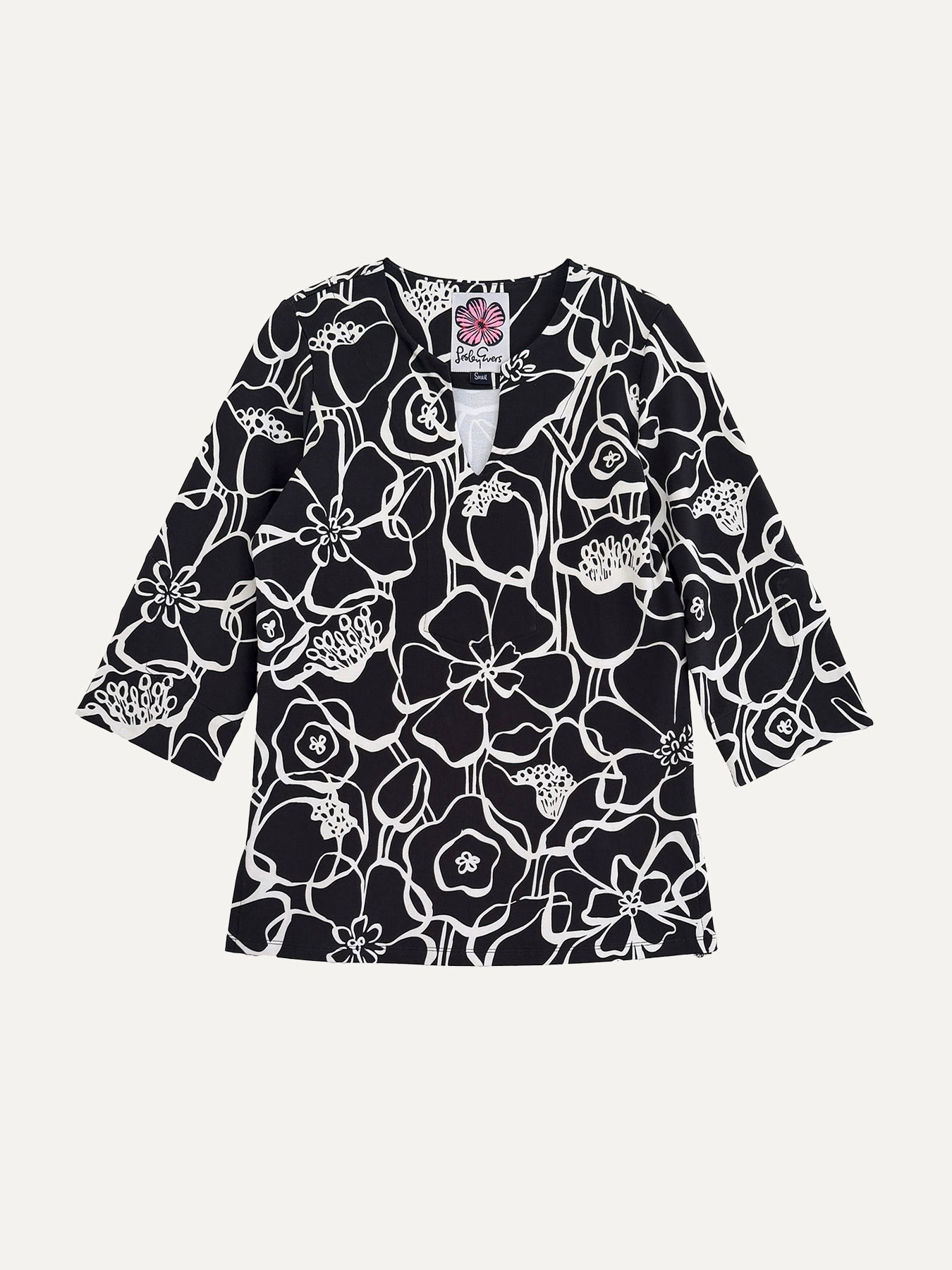 ELLIOT top Full Bloom Black and White - Lesley Evers-Blue-chicka boom-chickaboom