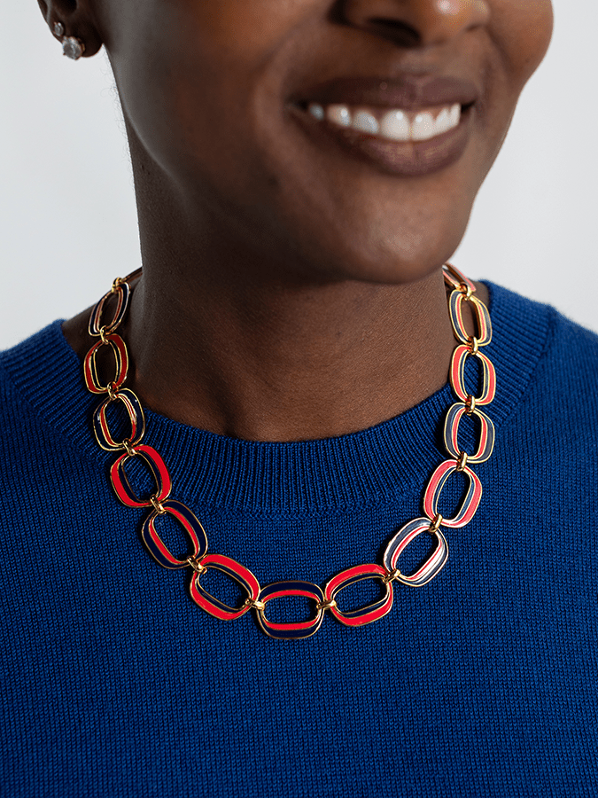 Ellipse Necklace Navy and Red - Lesley Evers - Accessories - accessory - new