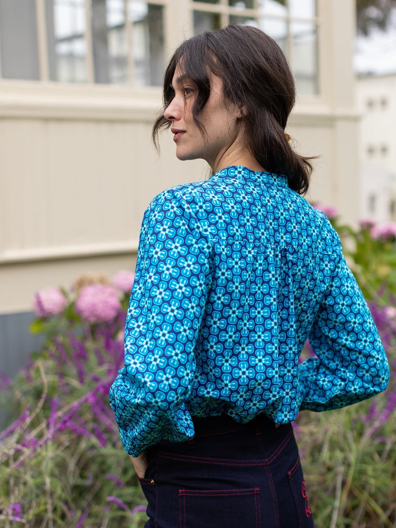 EMILY blouse Loop Tile Blue - Lesley Evers - 