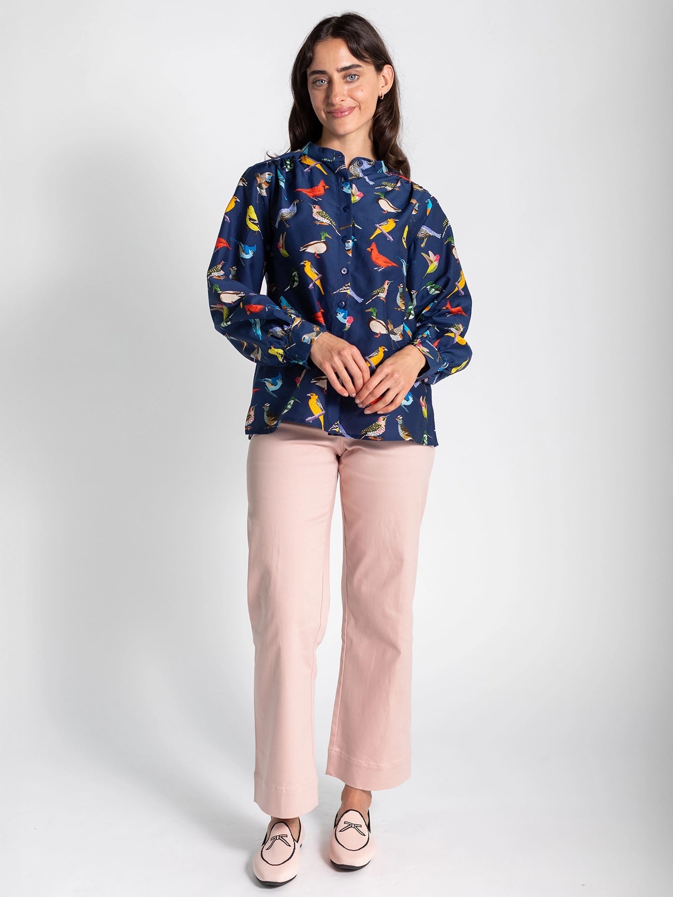 EMILY blouse Navy Birds - Lesley Evers - 