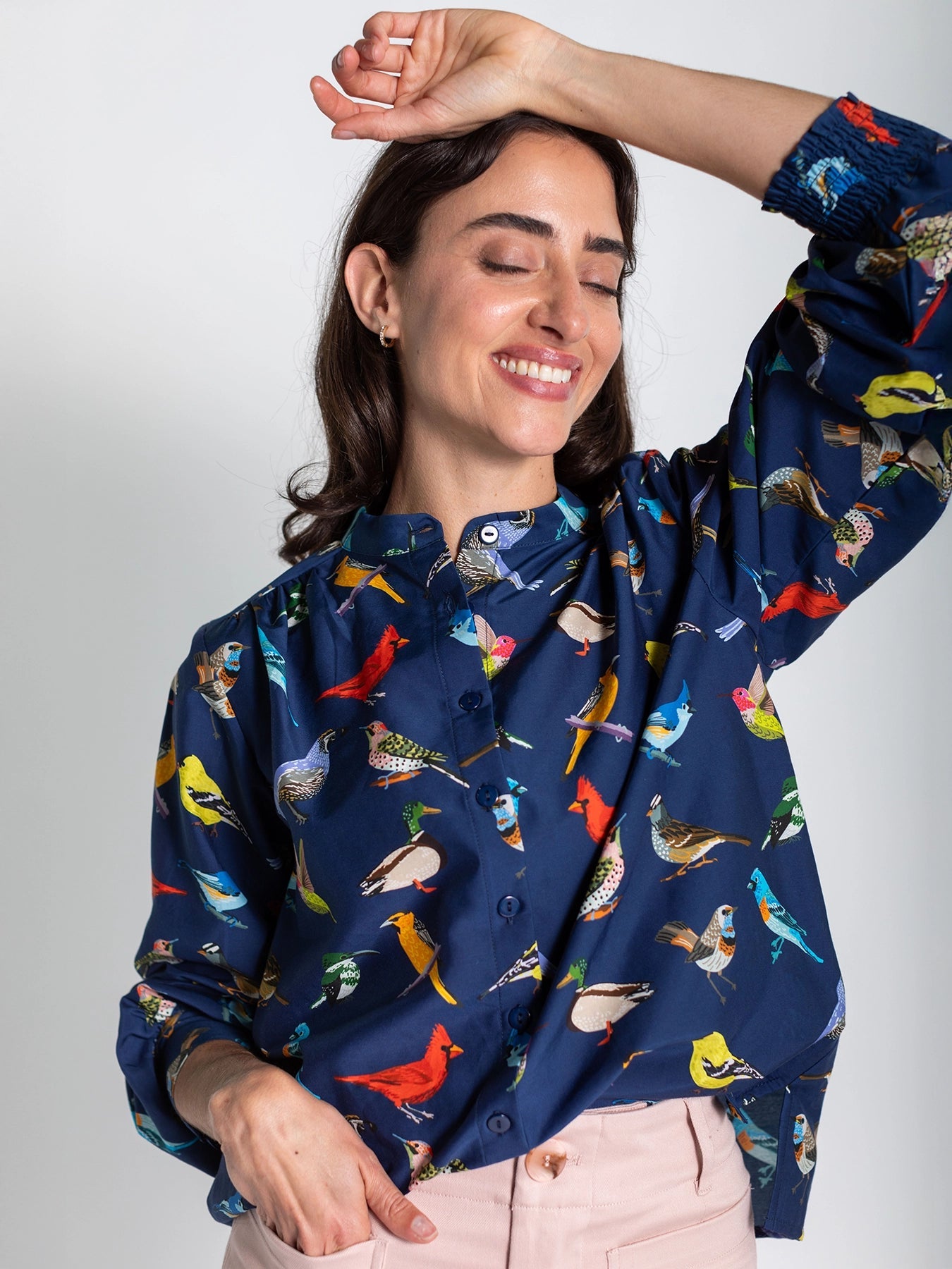 EMILY blouse Navy Birds - Lesley Evers - 