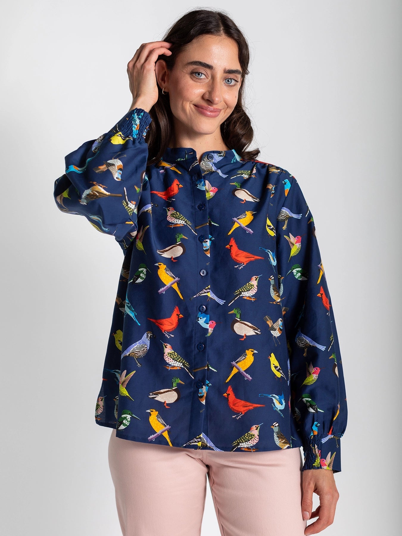 EMILY blouse Navy Birds - Lesley Evers - 