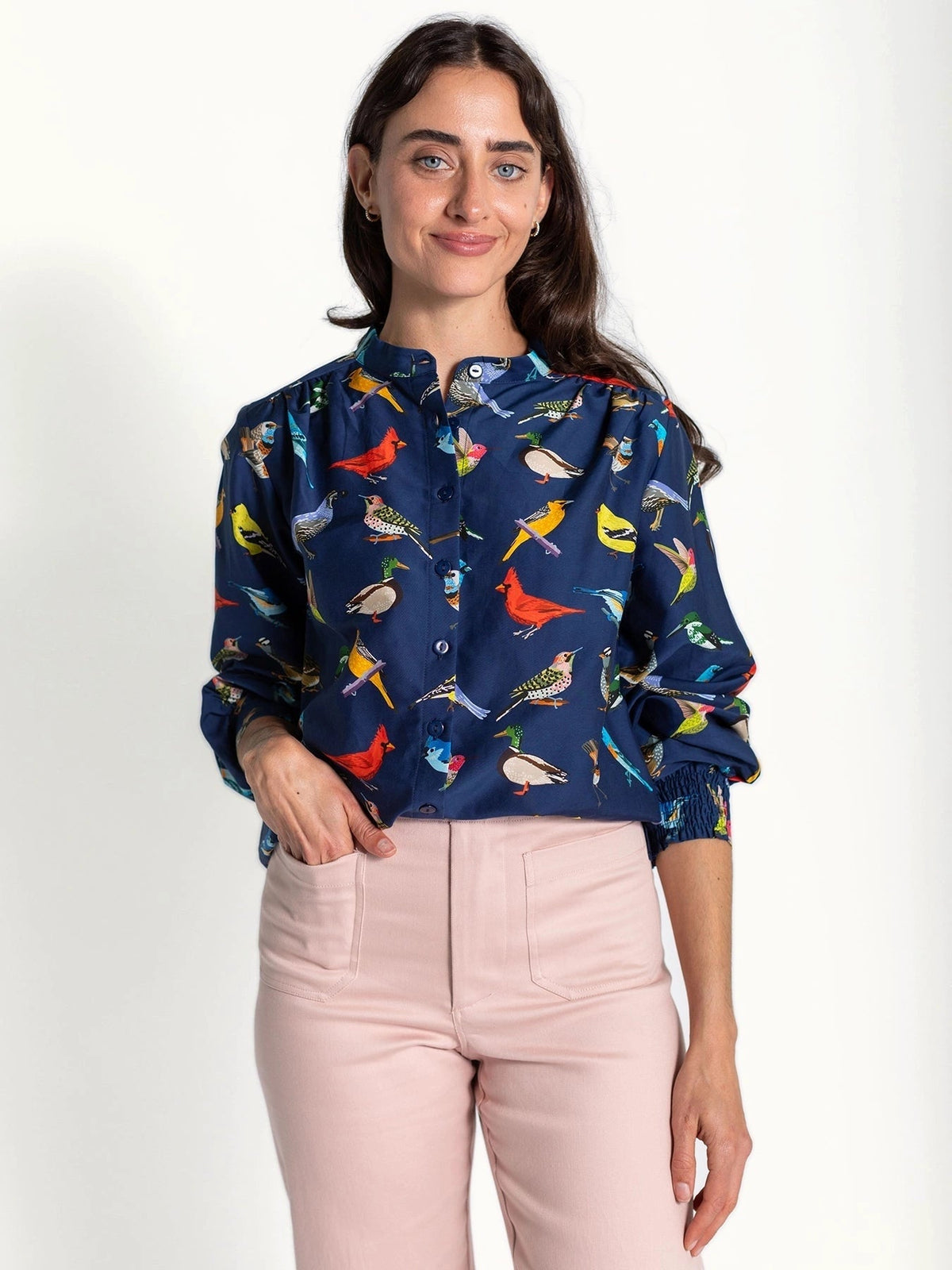 EMILY blouse Navy Birds - Lesley Evers-new-sale-service_blocked