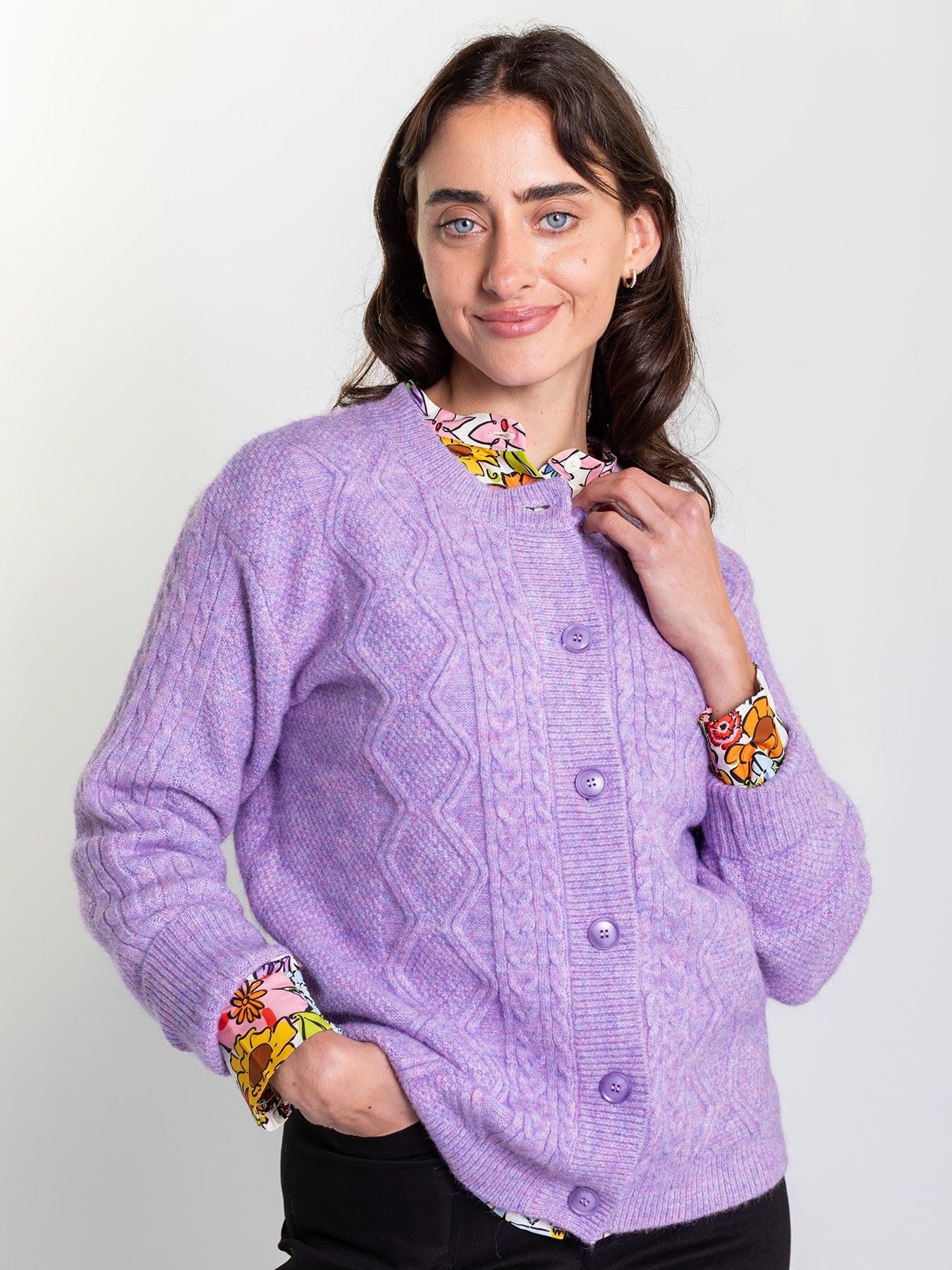 EMMA cardigan Lilac – Lesley Evers