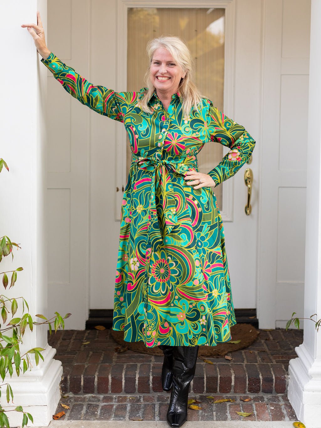 ERNESTINE dress Flowerland Green - Lesley Evers - cotton dress - Dress - earnestine