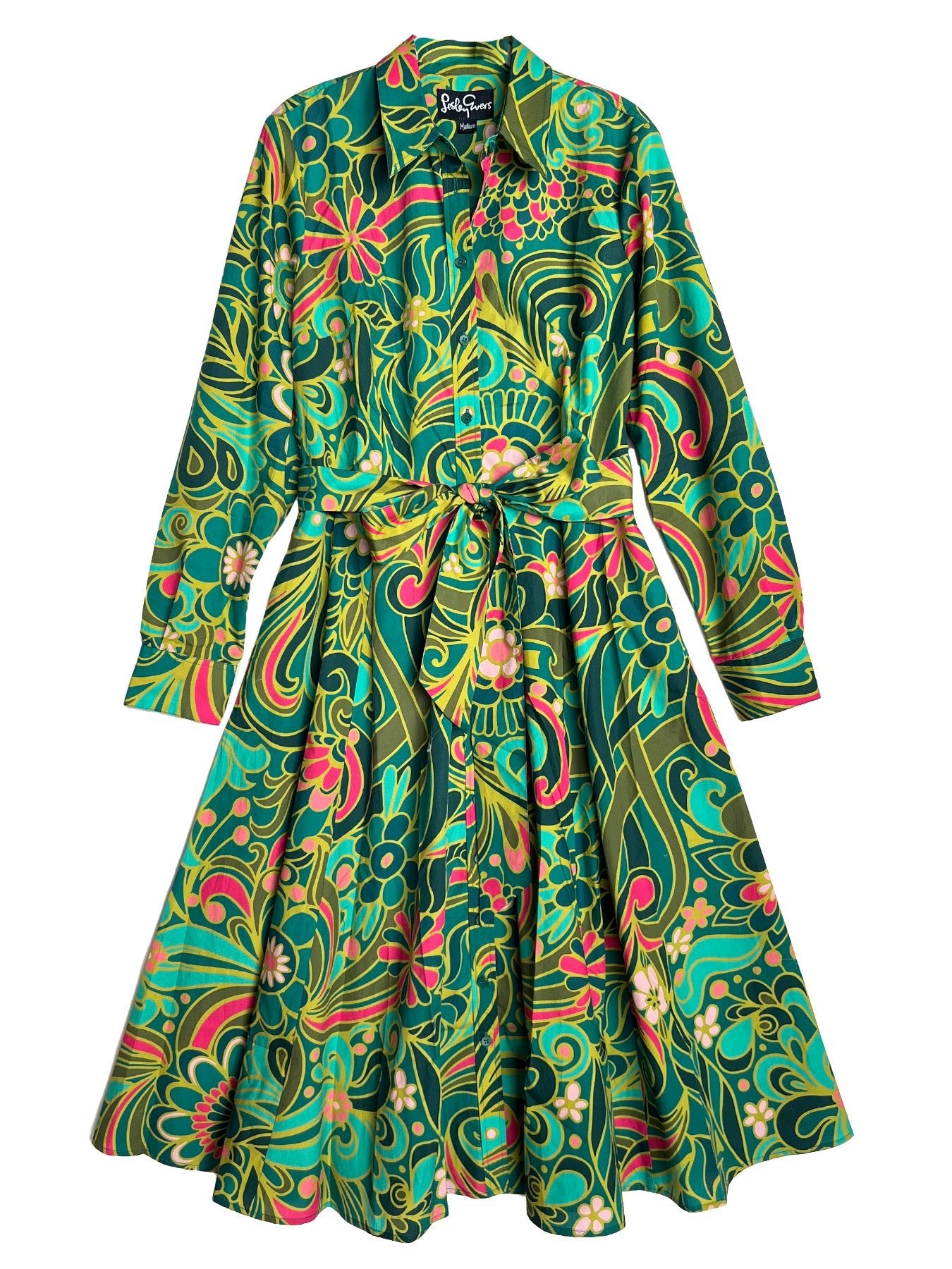 ERNESTINE dress Flowerland Green - Lesley Evers - cotton dress - Dress - earnestine