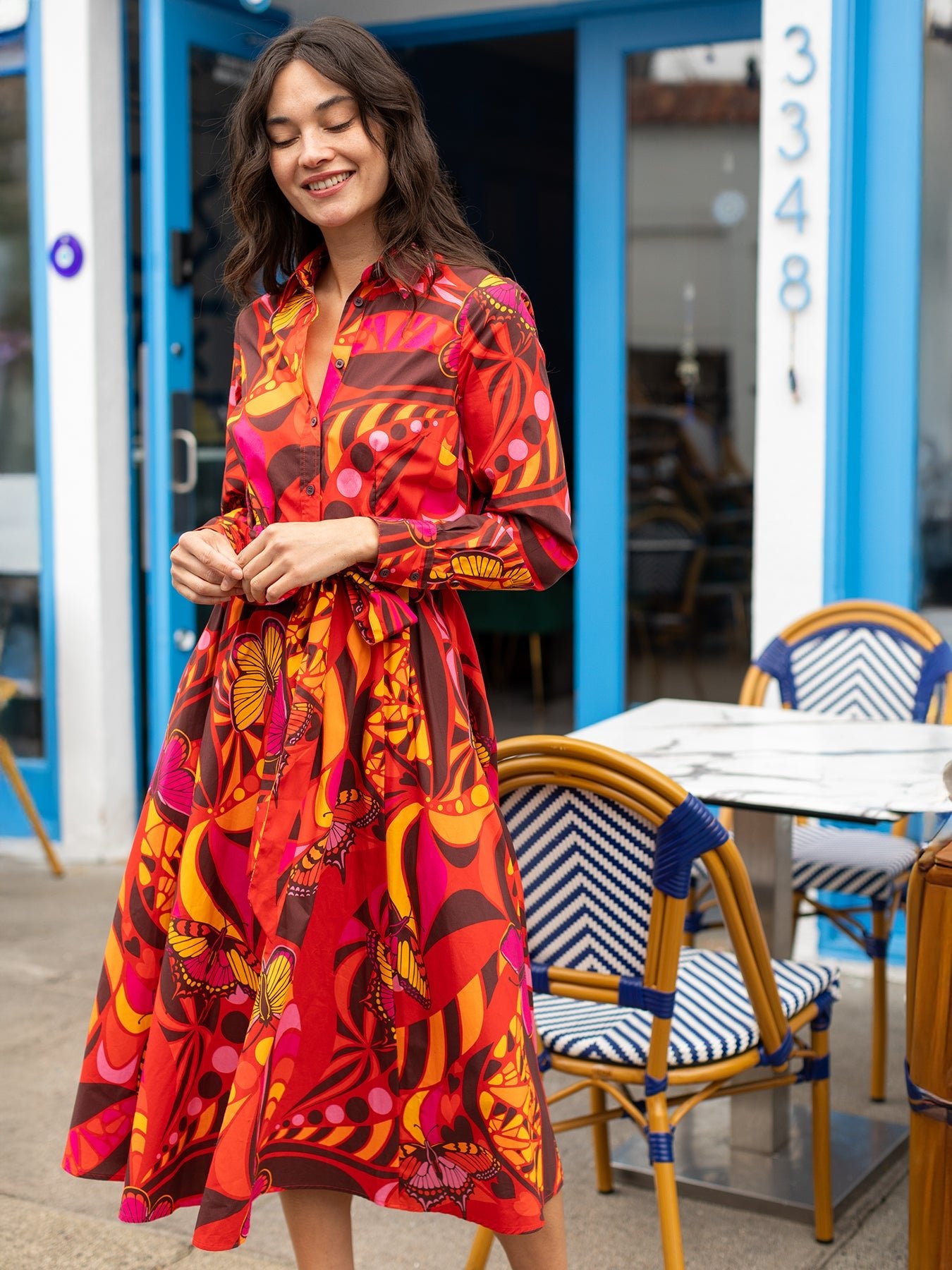 ERNESTINE dress Serendipity Red – Lesley Evers