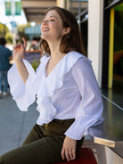 ESTELLE blouse Swiss Dot White - Lesley Evers - Shop - Shop/All Products - Shop/Separates