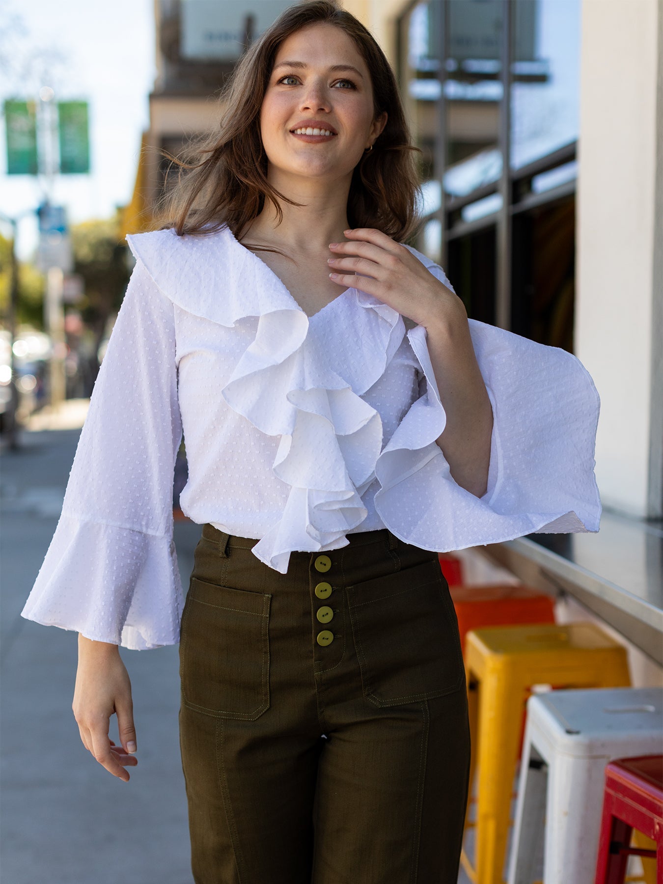 ESTELLE blouse Swiss Dot White – Lesley Evers