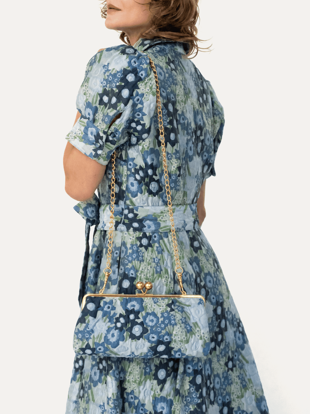 ETTA Clutch Daffodils Blue - Lesley Evers-Accessories-bag with silk scarf-clutch