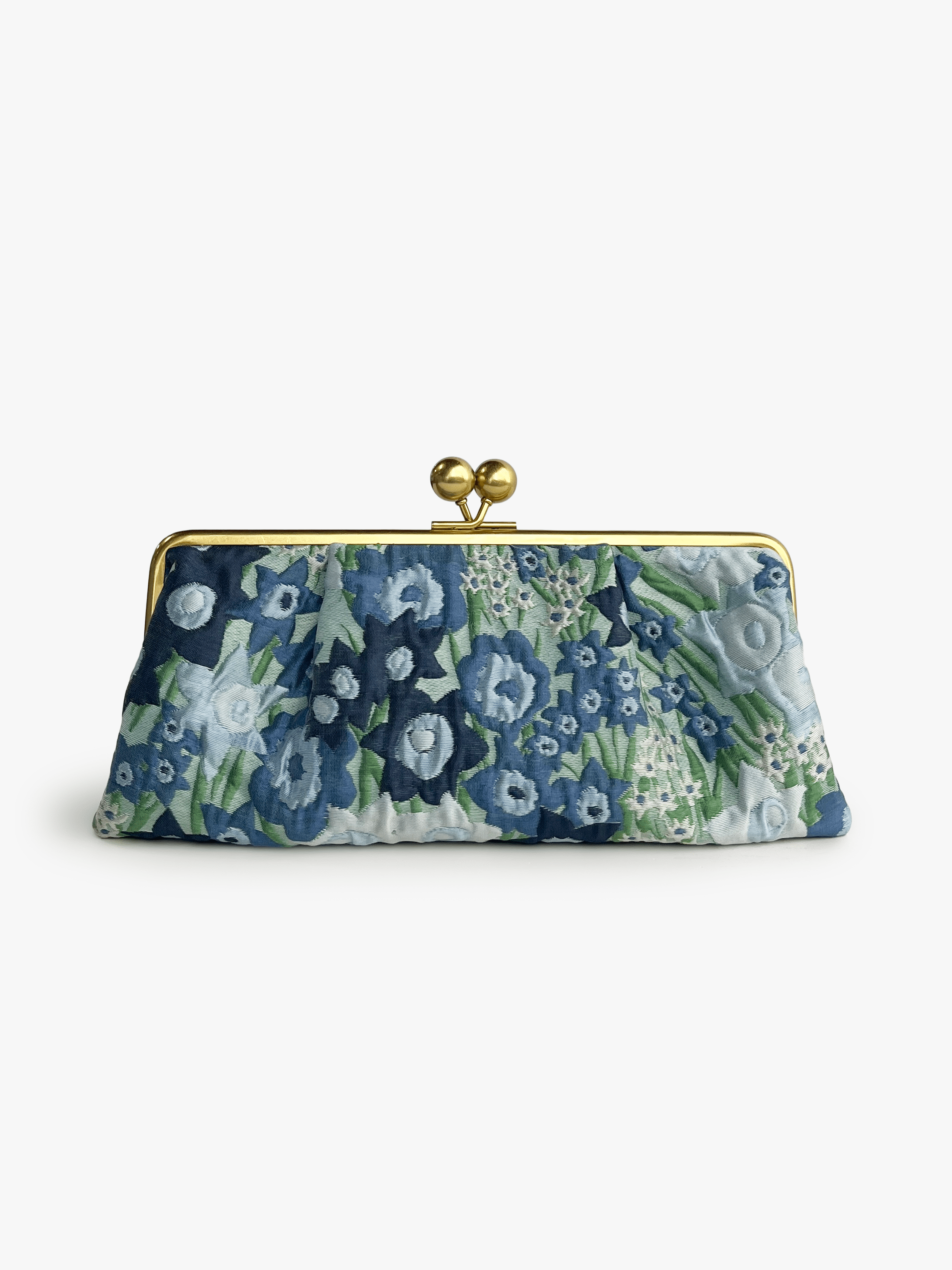 ETTA Clutch Daffodils Blue - Lesley Evers-Accessories-bag with silk scarf-clutch