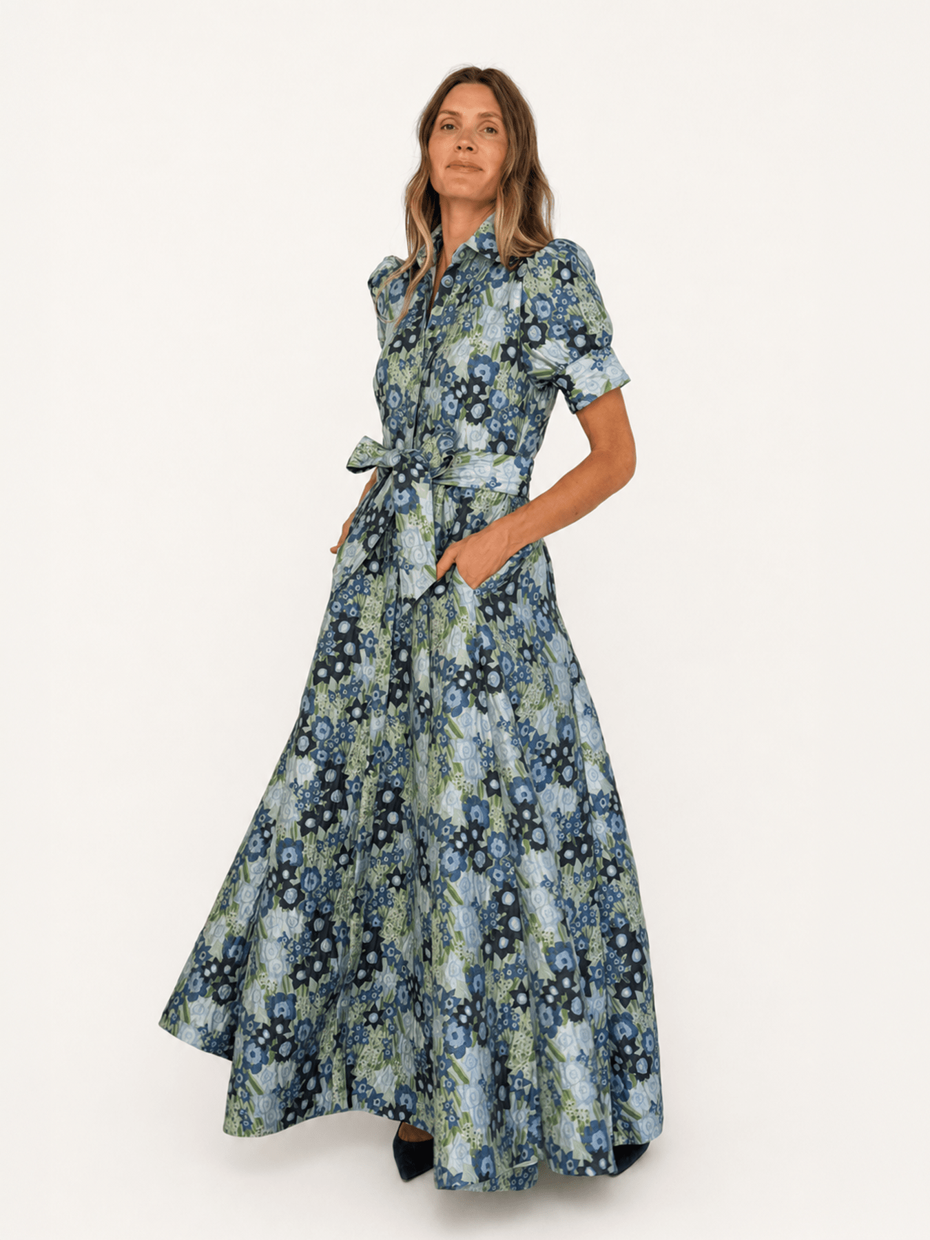 EVANGELINE dress Daffodils Blue - Lesley Evers-Dress-evangeline-formal