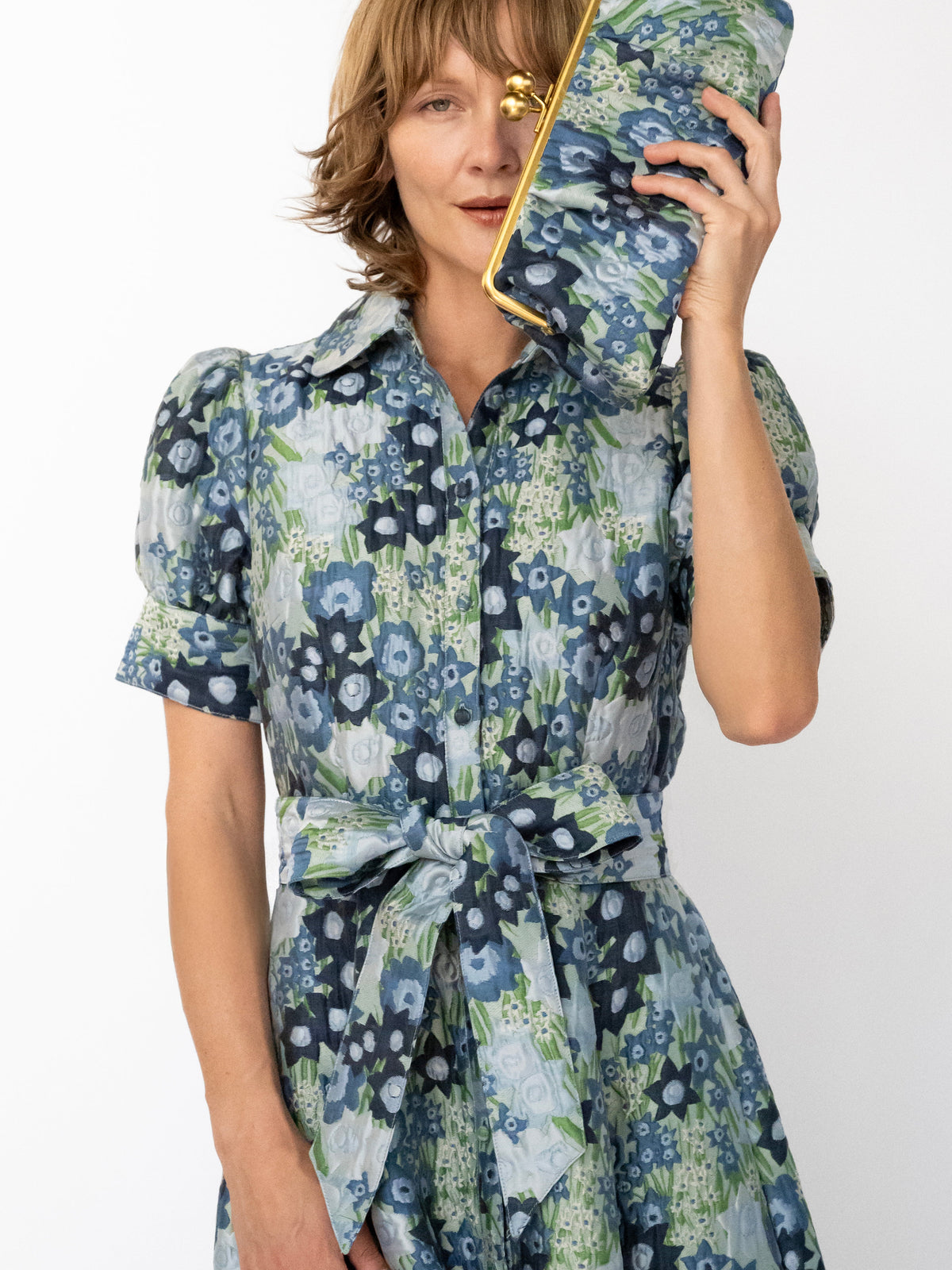 EVANGELINE dress Daffodils Blue - Lesley Evers-Dress-evangeline-formal