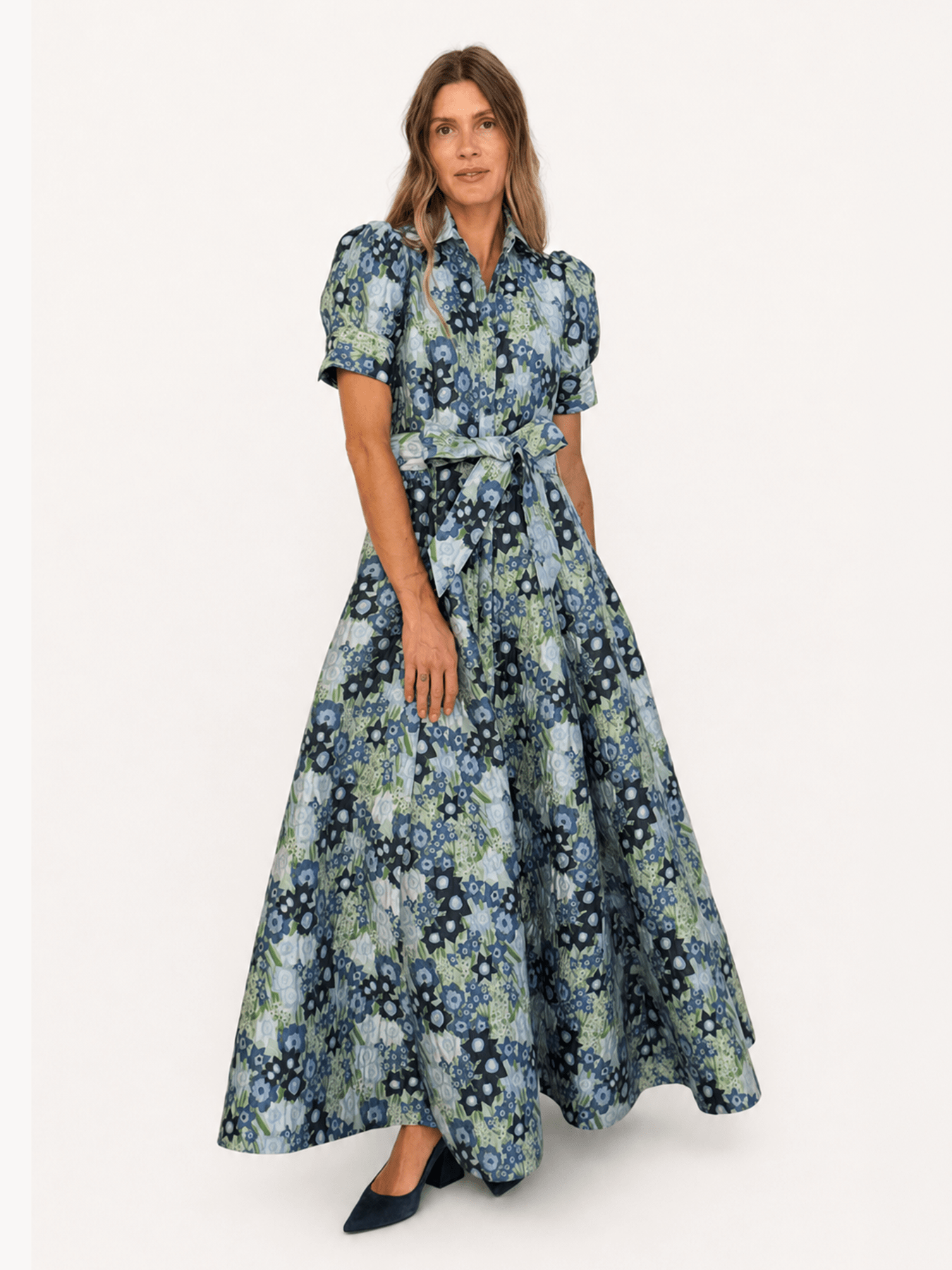 EVANGELINE dress Daffodils Blue - Lesley Evers-Dress-evangeline-formal