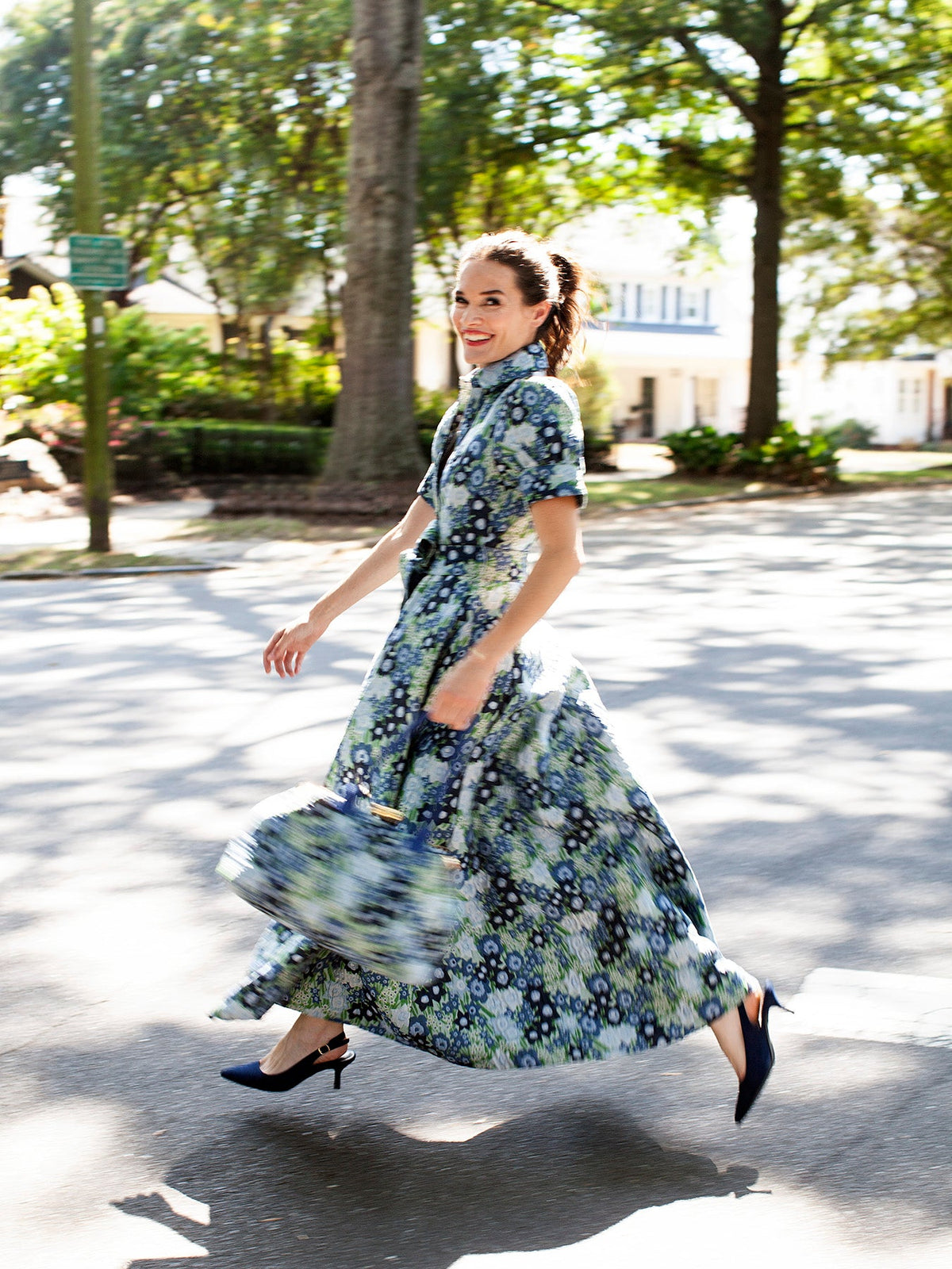 EVANGELINE dress Daffodils Blue - Lesley Evers-Dress-evangeline-formal