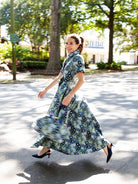 EVANGELINE dress Daffodils Blue - Lesley Evers-Dress-evangeline-formal