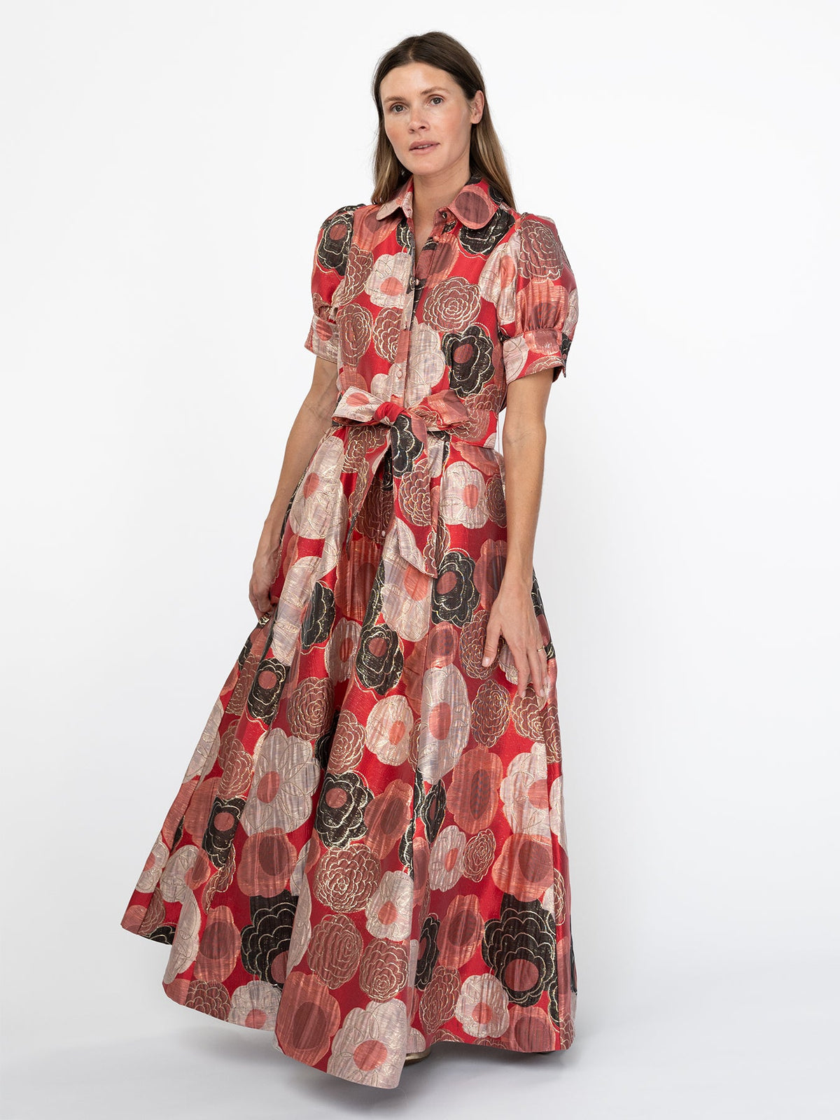 EVANGELINE dress Flower Charm Red - Lesley Evers-Dress-formal-gown