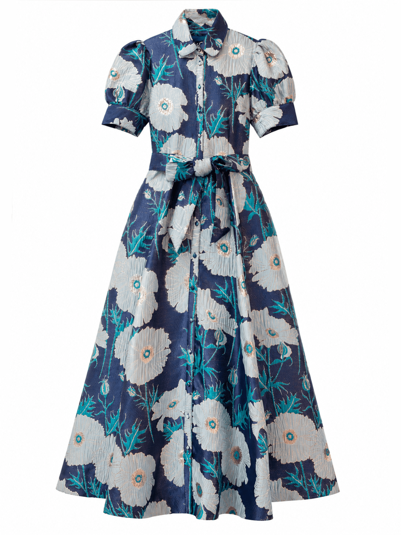 EVANGELINE dress Tree Poppy Blue - Lesley Evers-Dress-gown-Shop