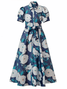 EVANGELINE dress Tree Poppy Blue - Lesley Evers-Dress-gown-Shop