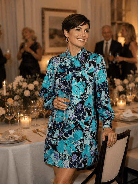 FLORENCE dress Plum Blossom Blue 1X