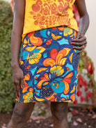 FREYA skirt Flourish Orange and Navy - Lesley Evers - Bottoms - floral - flourish