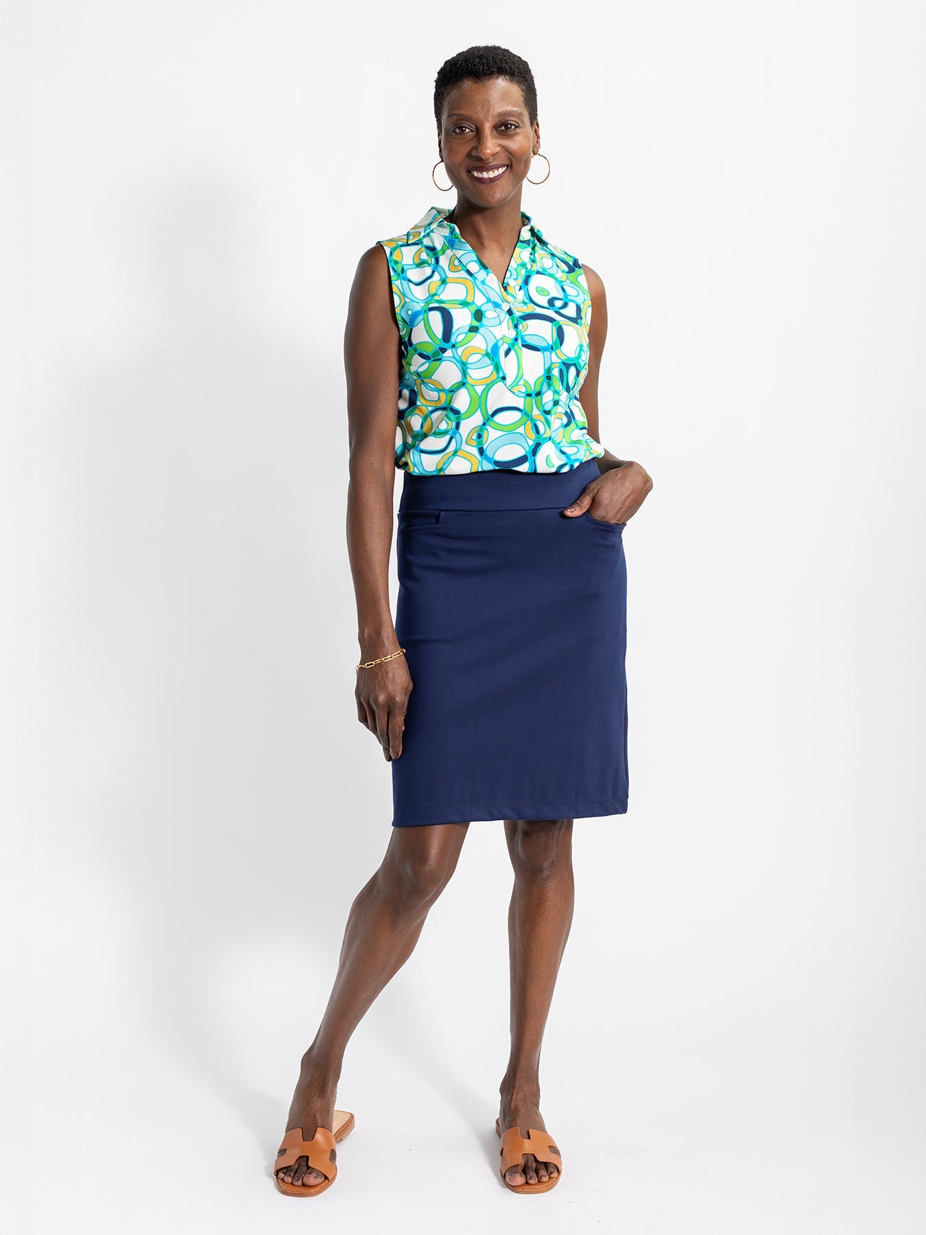 FREYA skirt Navy Ponte - Lesley Evers - black skirt - Bottoms - freya