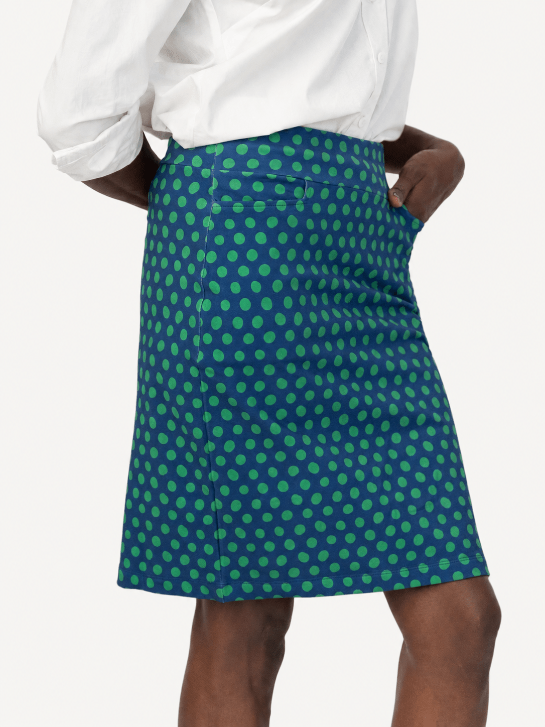 FREYA skirt Polka Dots Navy and Green - Lesley Evers-Bottoms-floral-freya