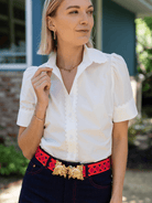 FROGS Belt Buckle with Orange Circles Belt Strap - Lesley Evers - Accessories - accessory - pebble