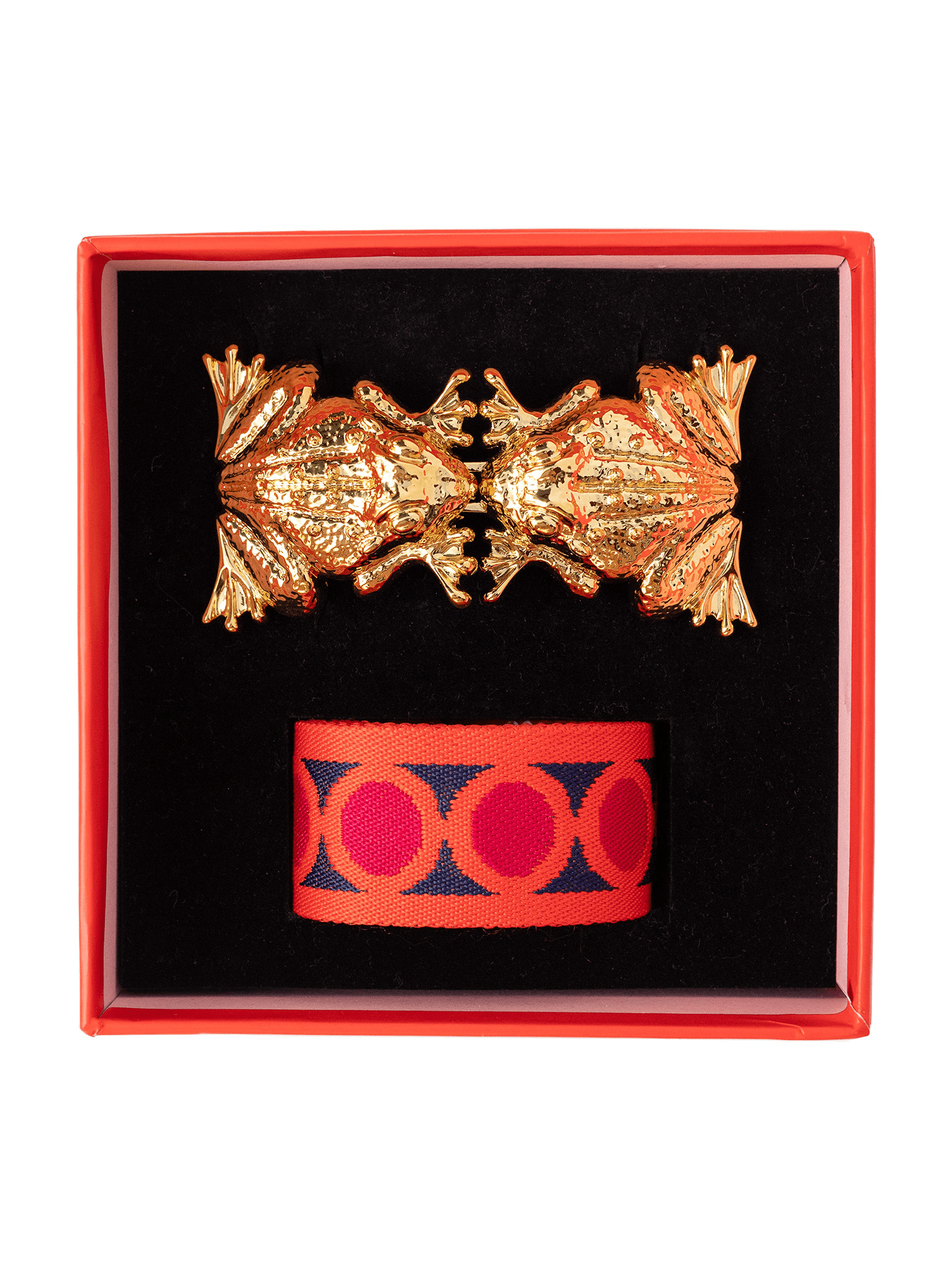 FROGS Belt Buckle with Orange Circles Belt Strap - Lesley Evers - Accessories - accessory - pebble
