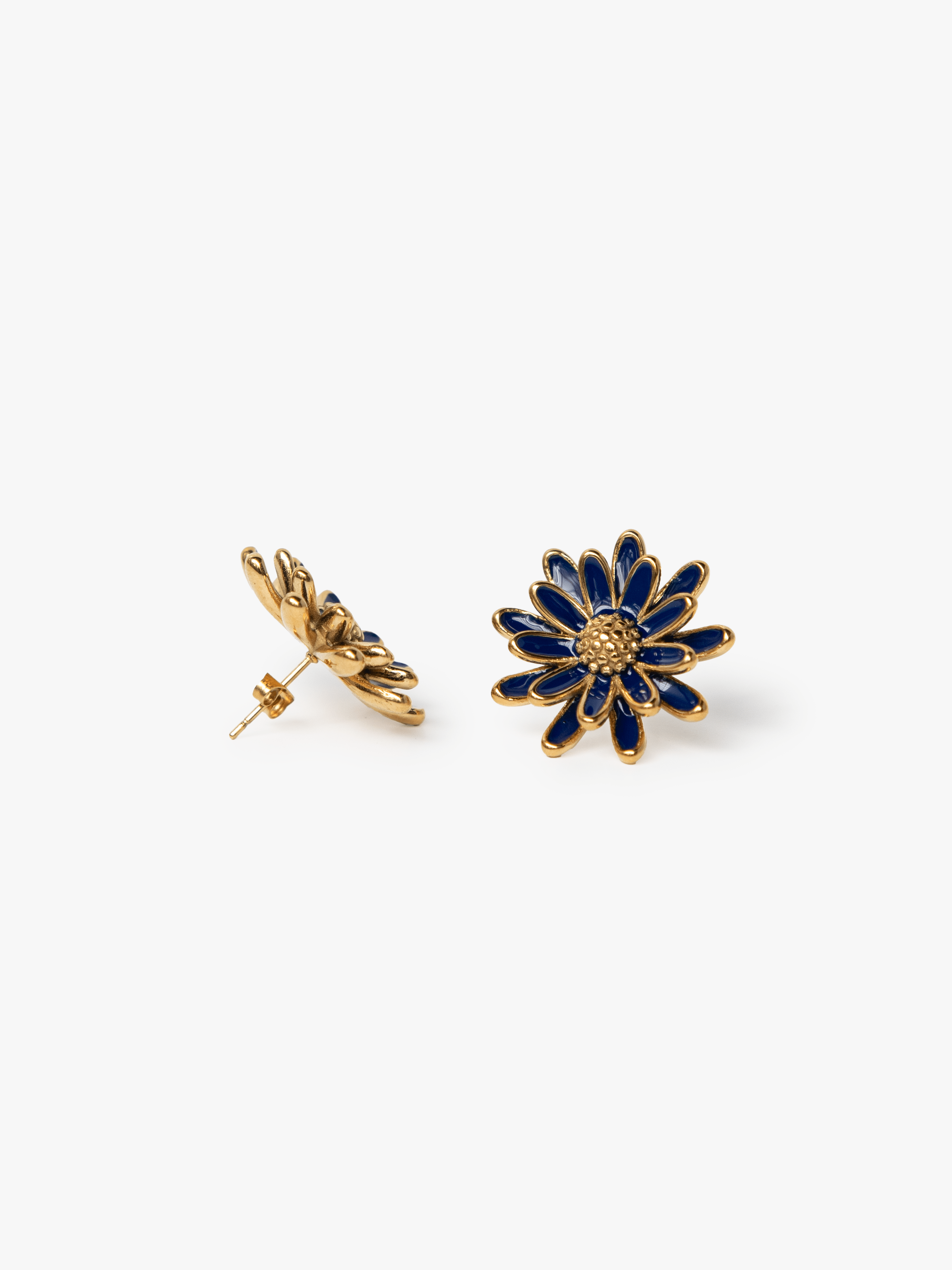 Gerbera Daisy Earrings Navy - Lesley Evers - Accessories - accessory - pebble