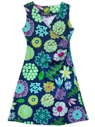 GINA dress Dazzle Flower Navy - Lesley Evers - cotton dress - Dress - faux wrap