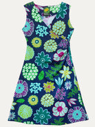 GINA dress Dazzle Flower Navy - Lesley Evers-cotton dress-Dress-faux wrap