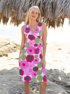 GINA dress Flower Charm Pink - Lesley Evers - cotton dress - Dress - faux wrap