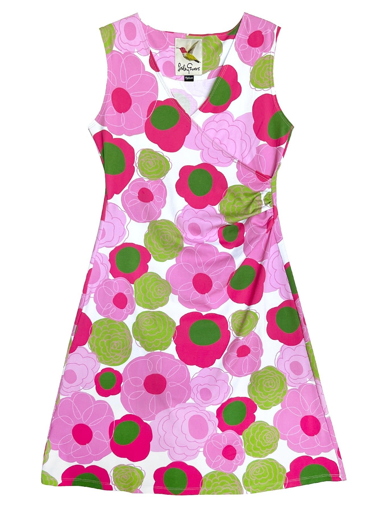 GINA dress Flower Charm Pink - Lesley Evers-cotton dress-Dress-faux wrap