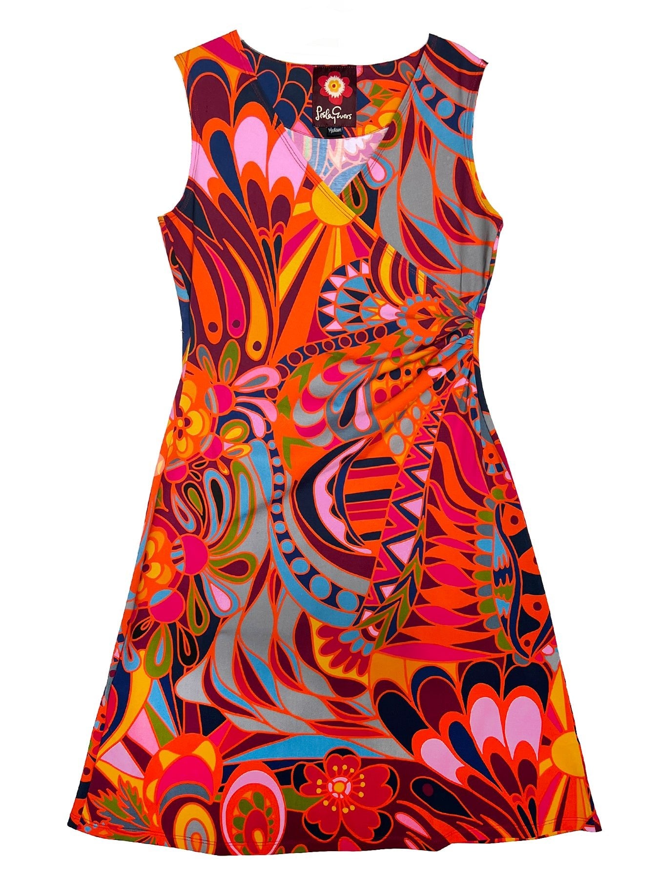 GINA dress Shakalaka Orange - Lesley Evers-cotton dress-Dress-faux wrap