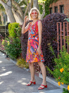 GINA dress Shakalaka Orange - Lesley Evers-cotton dress-Dress-faux wrap