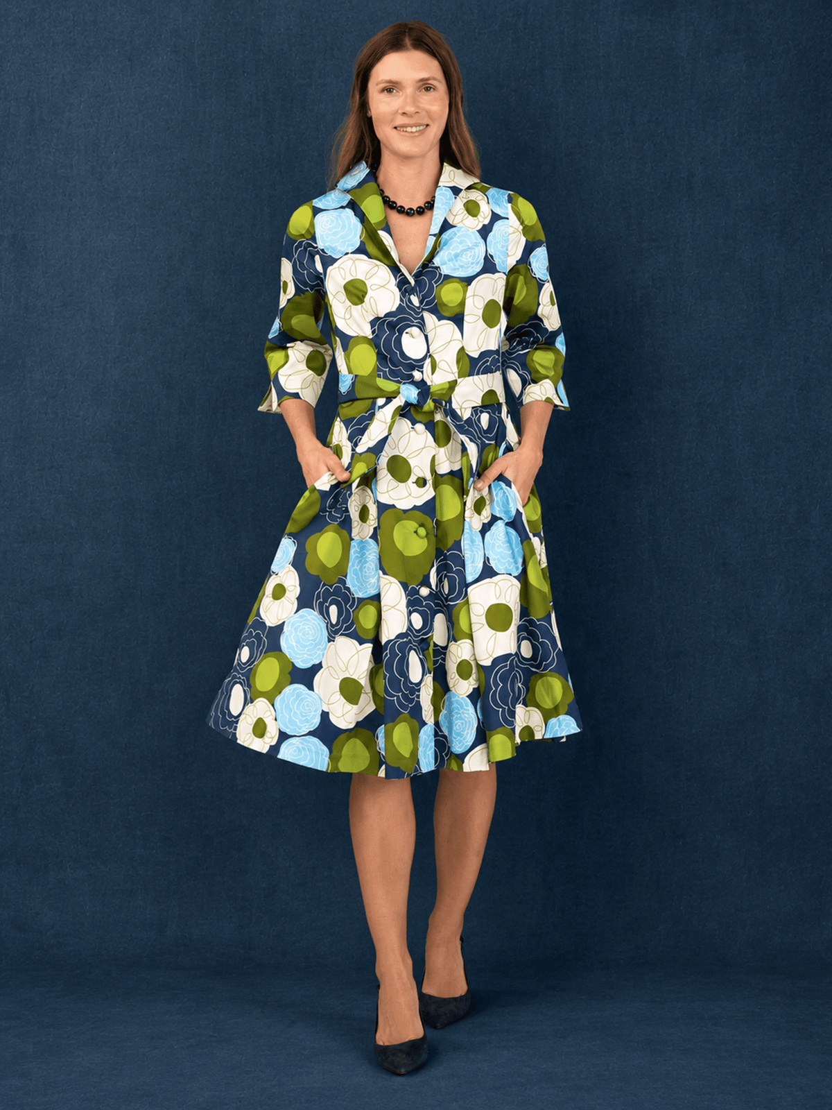 GRACE dress Flower Charm Navy - Lesley Evers-Dress-Grace-Shop