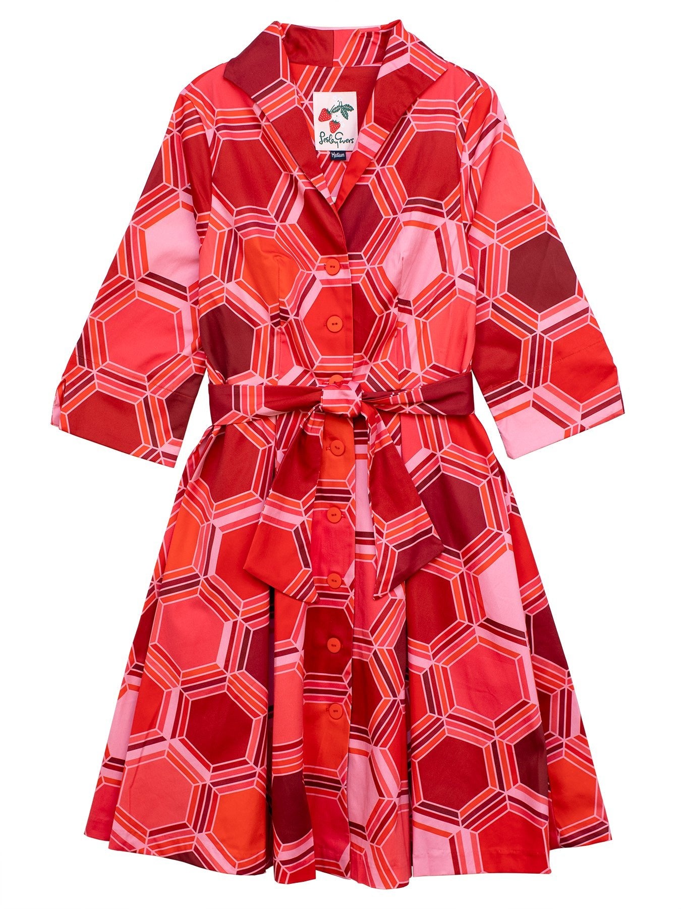 GRACE dress Honeycomb Red - Lesley Evers - Dress - Grace - honeycomb