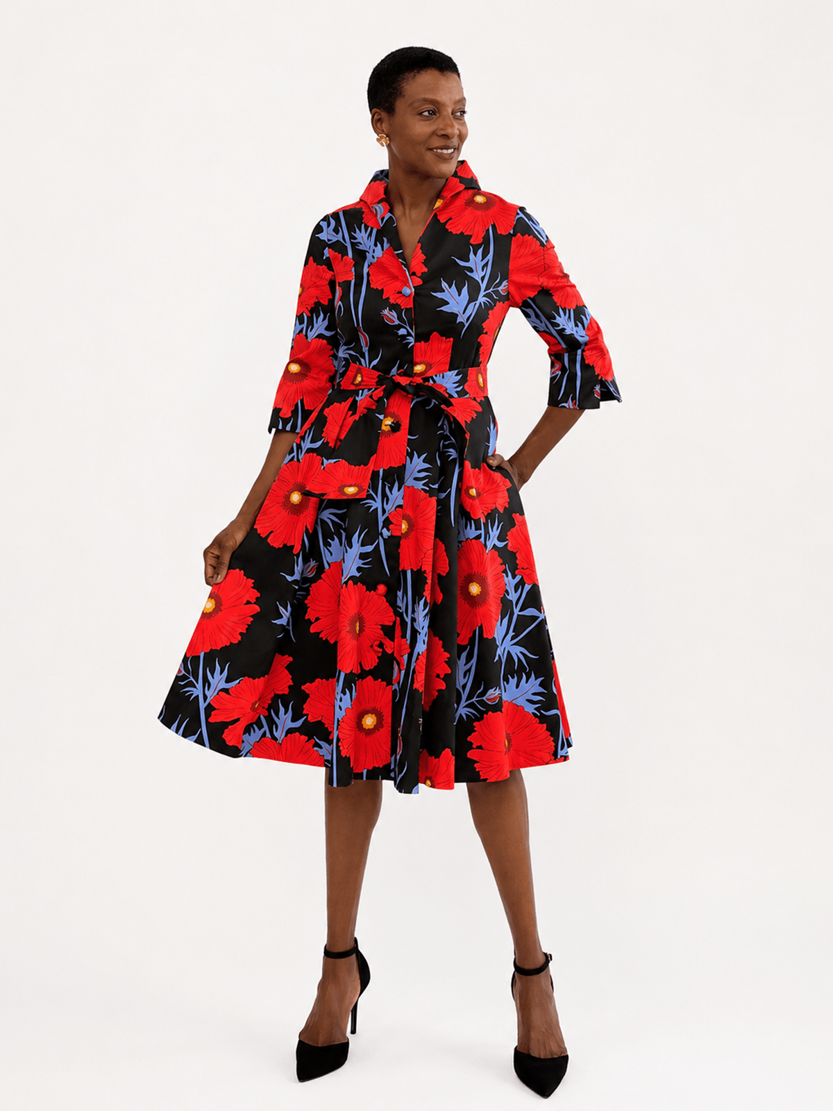 GRACE dress Tree Poppy Red - Lesley Evers-Dress-Grace-Shop
