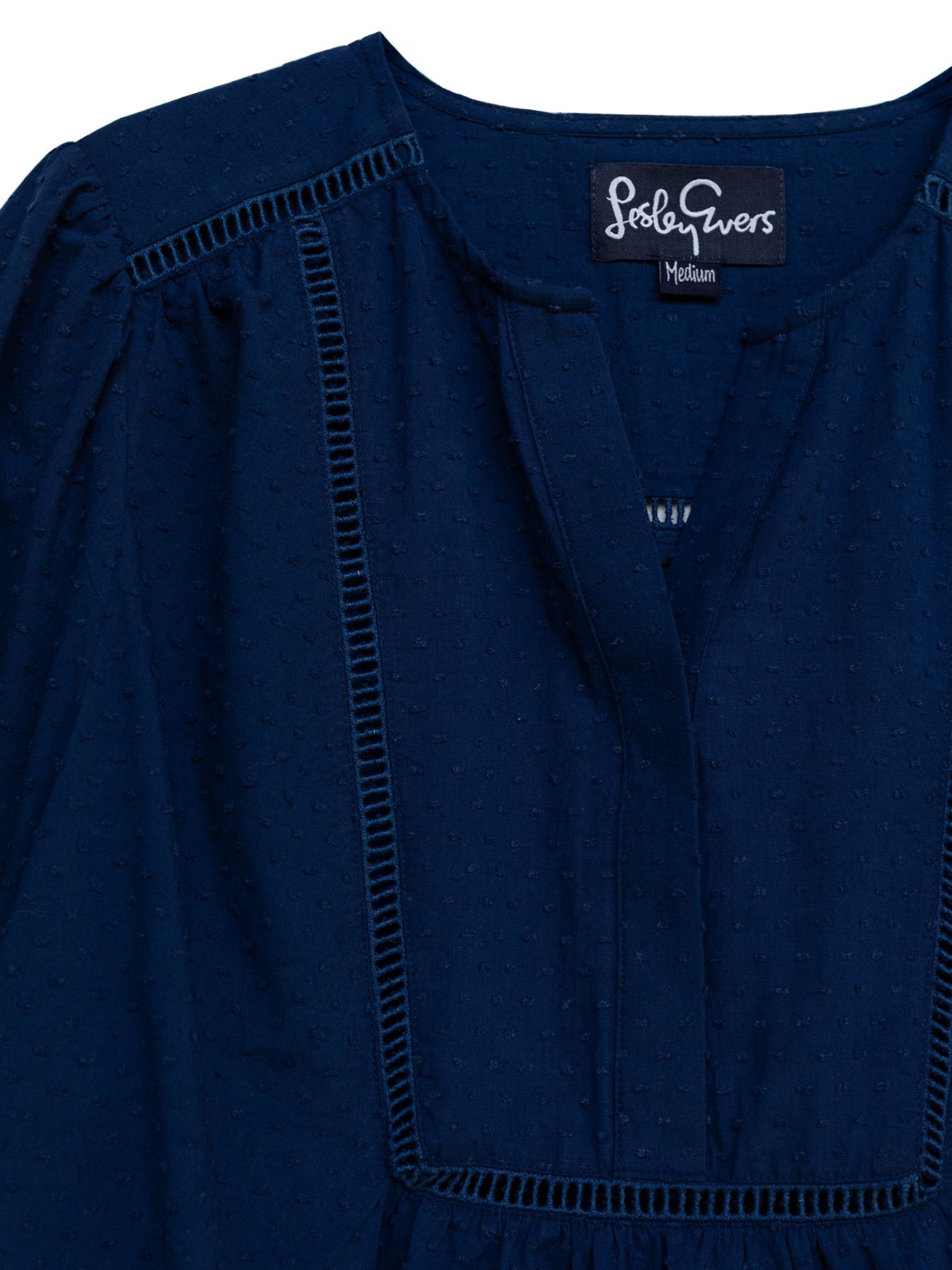 HANNAH blouse Navy Swiss Dot - Lesley Evers - hannah - Shop - Shop/All Products